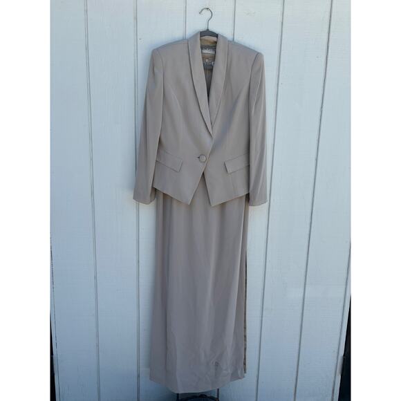 Oleg Cassini Black Tie Maxi Dress And Blazer Set, Size 14 - Picture 1 of 9